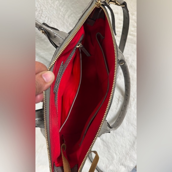 Dooney & Bourke Gray Ostrich Leather Satchel Crossbody Bag Purse - Picture 3 of 12